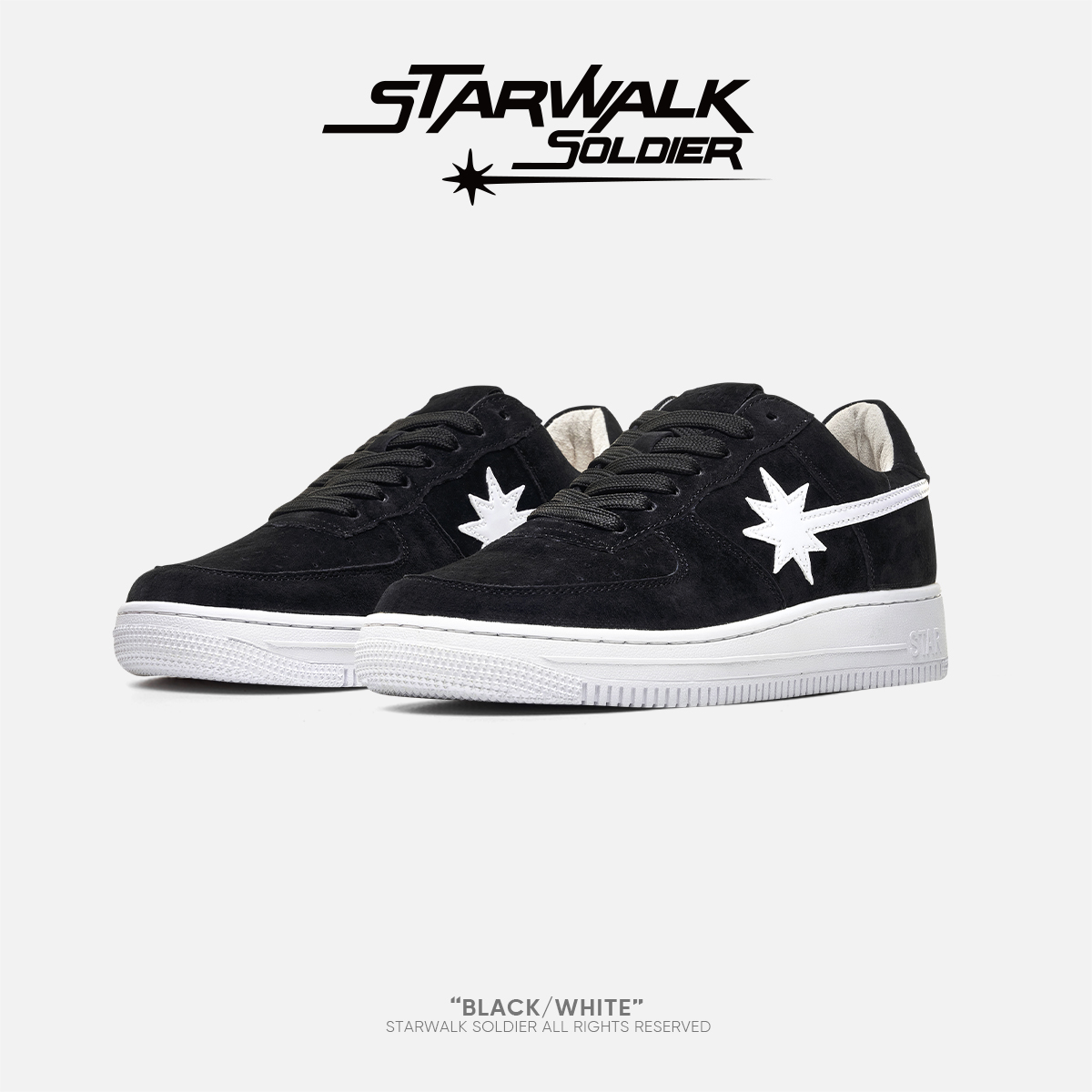 STARWALK SOLDIER BLACK/WHITE黑白麂皮流星鞋