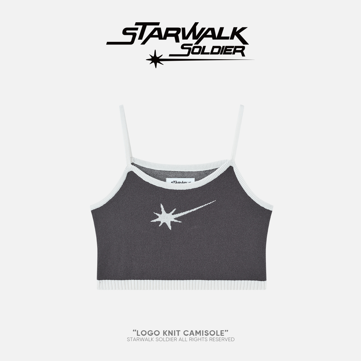 STARWALK SOLDIER 撞色针织吊带背心 灰
