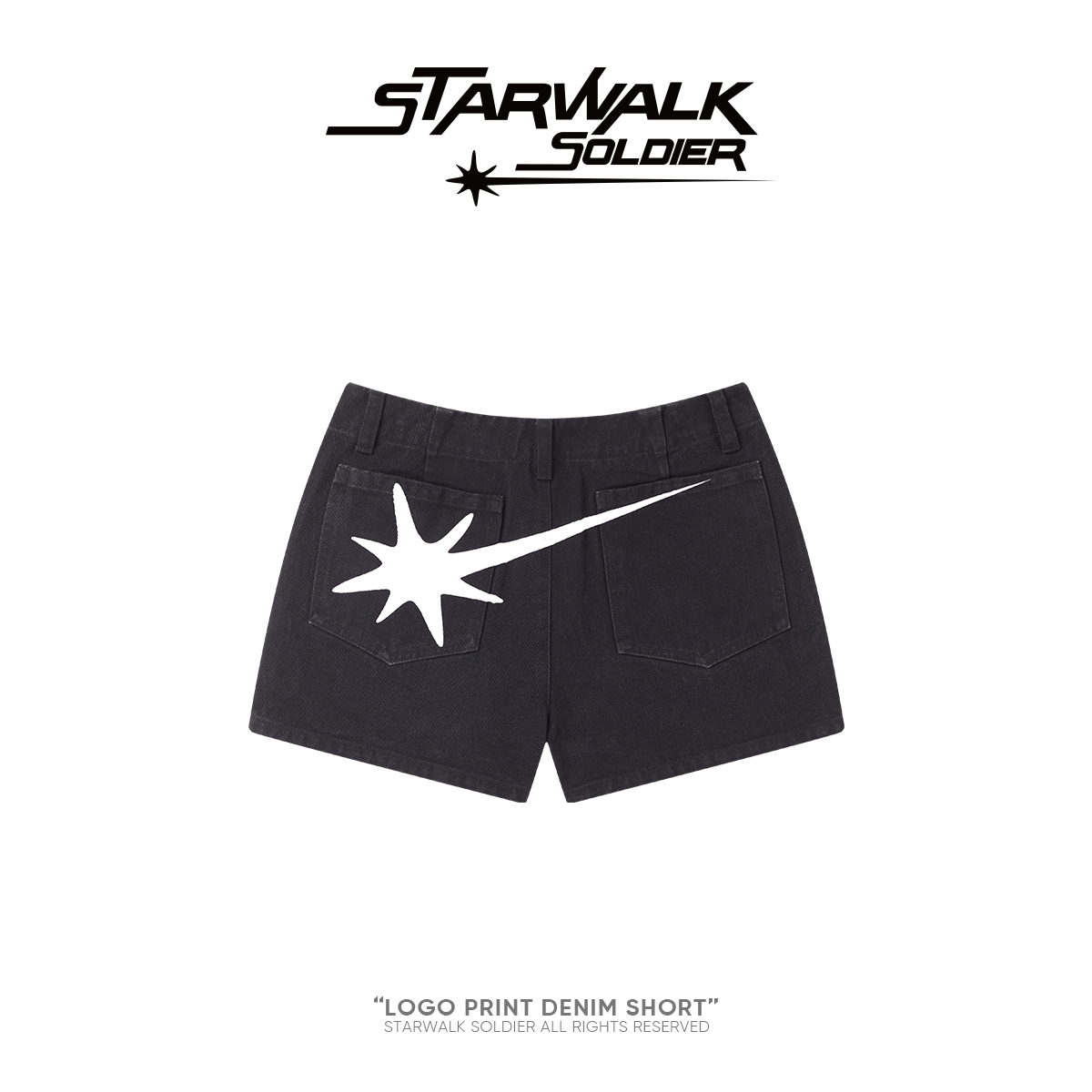 STARWALK SOLDIER 印花牛仔短裤
