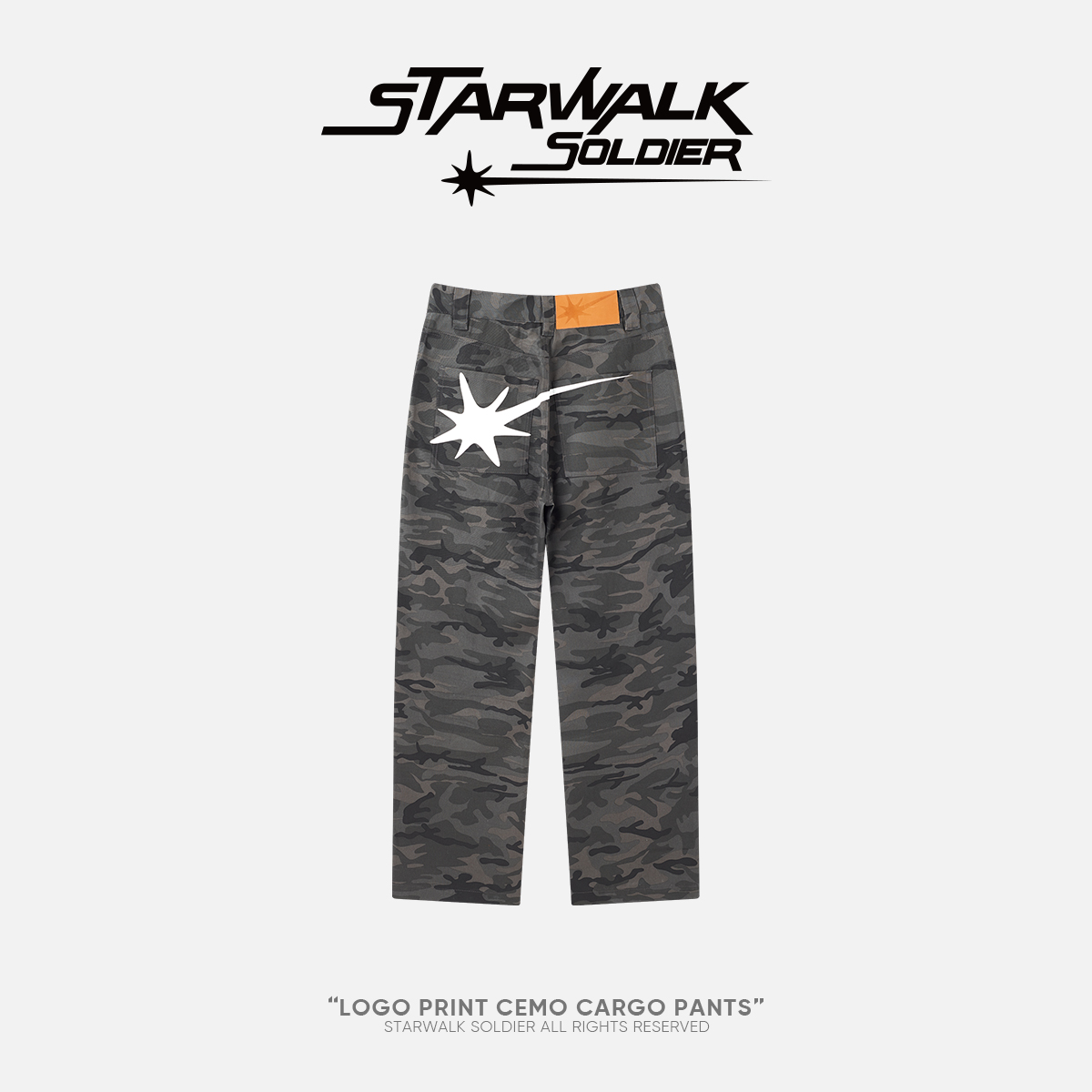 STARWALK SOLDIER 黑灰迷彩星星印花工装裤