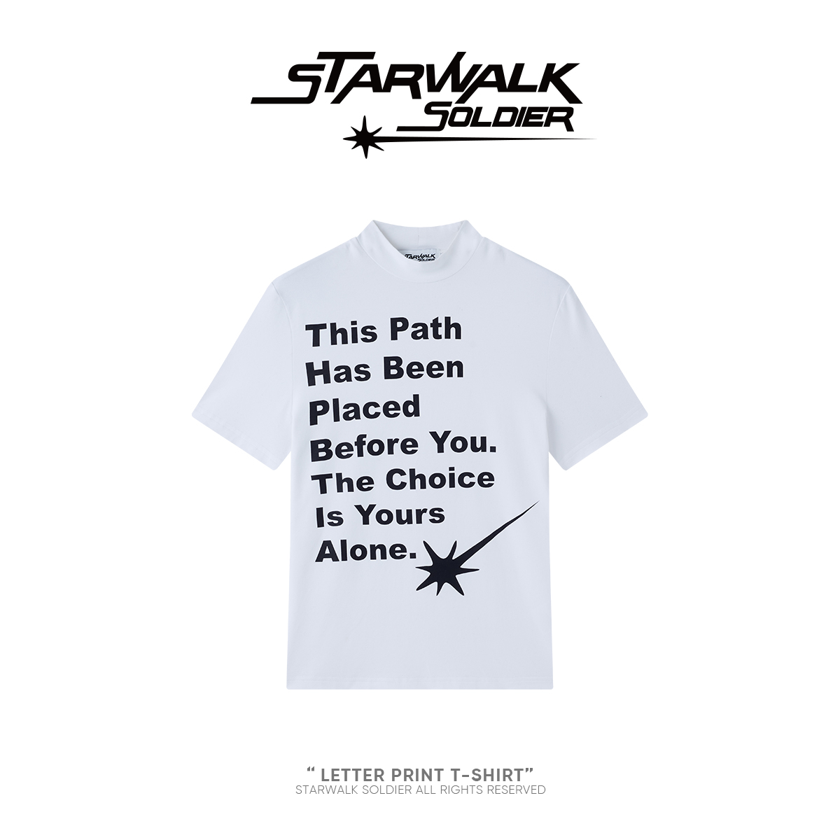 STARWALK SOLDIER 小高领大字印花短袖 白色