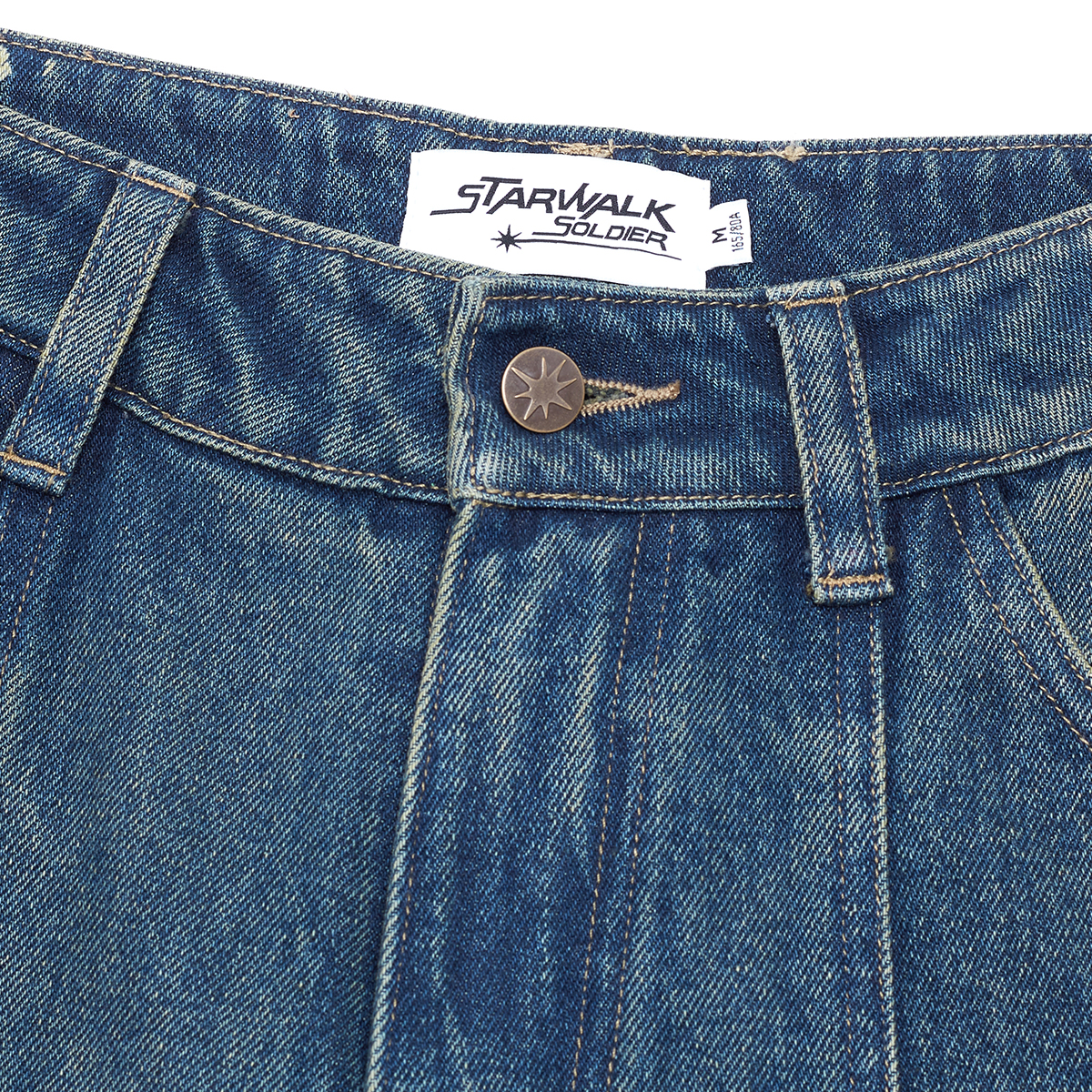 STARWALK SOLDIER 印花拼接作旧牛仔裤