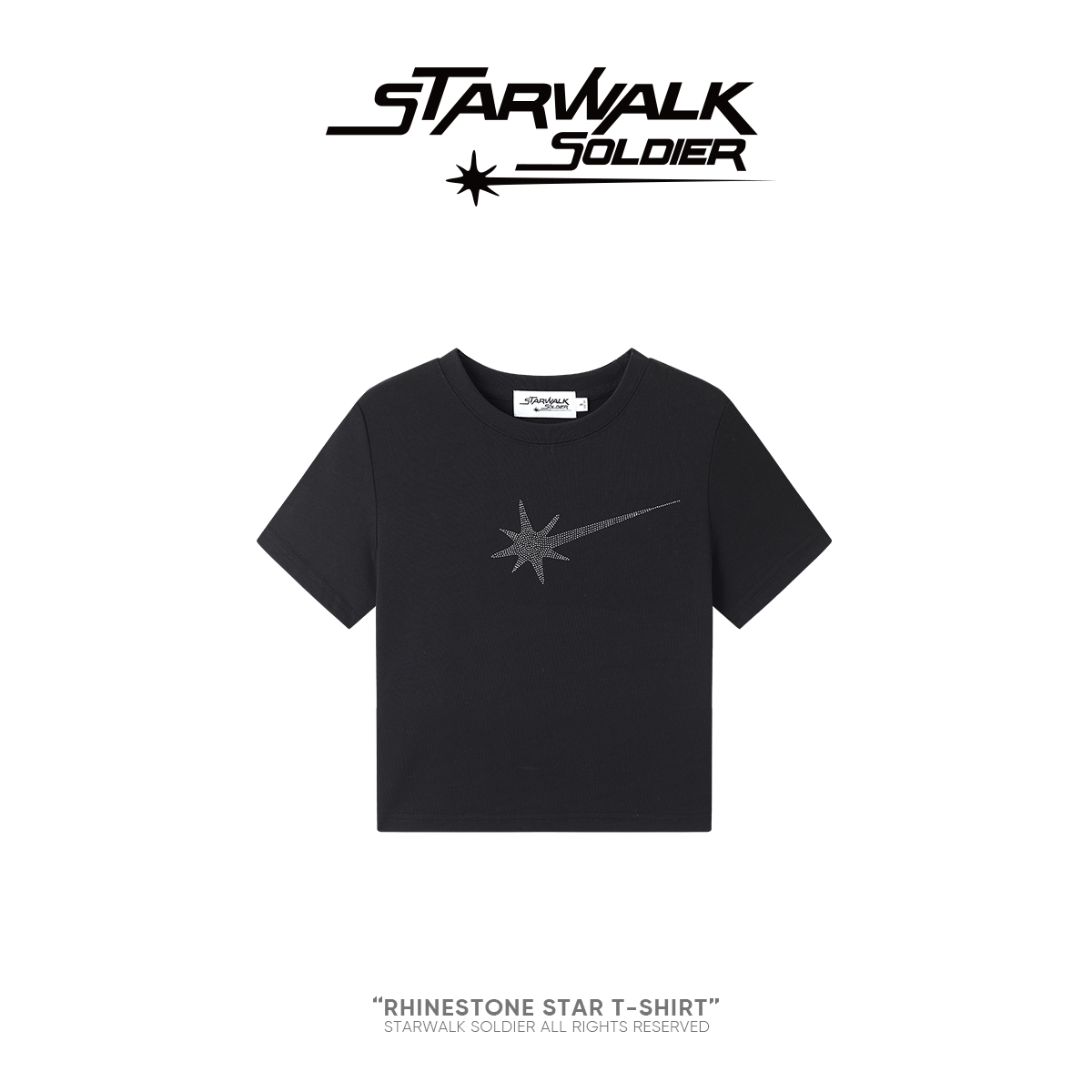 STARWALK SOLDIER 修身烫钻短袖 黑