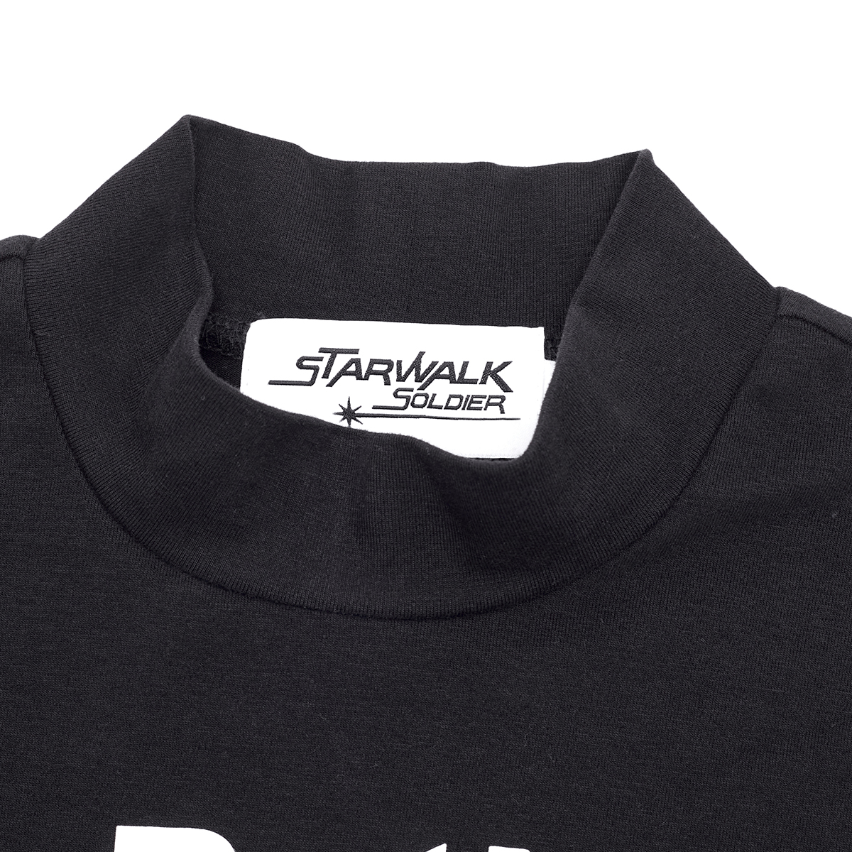 STARWALK SOLDIER 小高领大字印花短袖 黑色