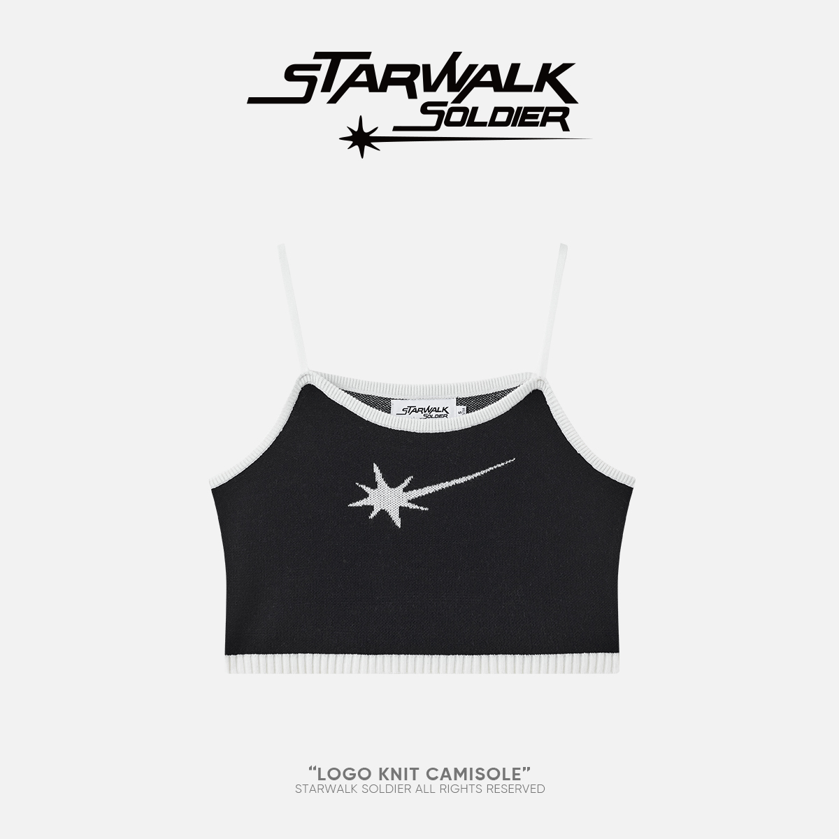 STARWALK SOLDIER 撞色针织吊带背心 黑