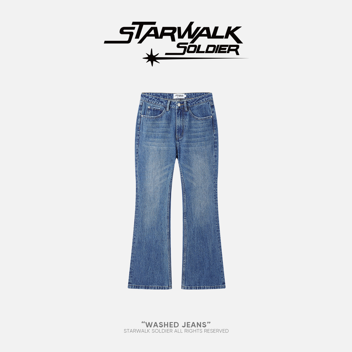 STARWALK SOLDIER 作旧洗水微喇牛仔裤 深蓝