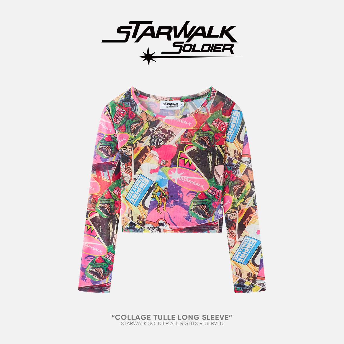 STARWALK SOLDIER 拼贴画网纱长袖