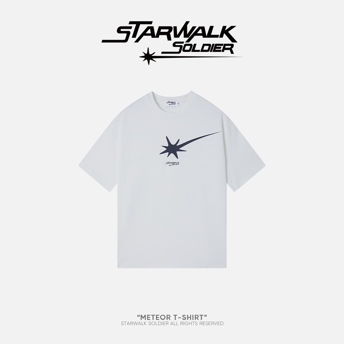 STARWALK SOLDIER 流星印花常规款圆领短袖 白