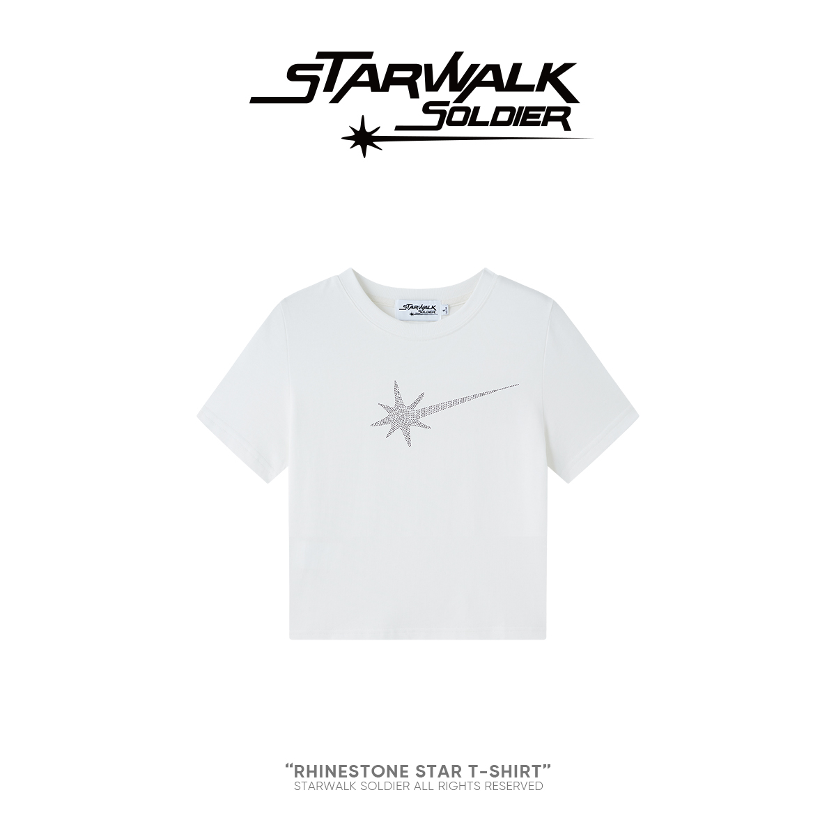 STARWALK SOLDIER 修身烫钻短袖 白