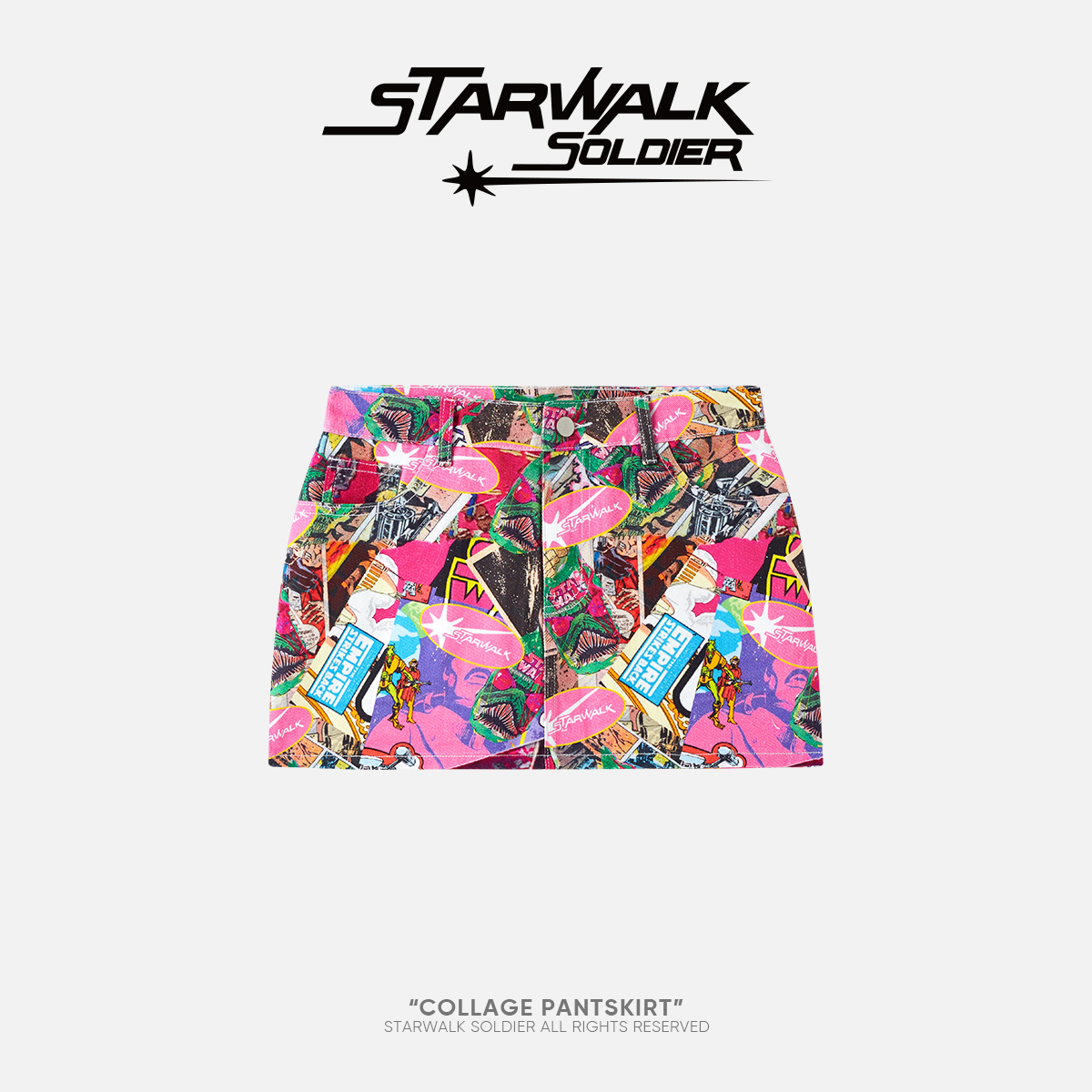 STARWALK SOLDIER 拼贴画印花短裙裙裤