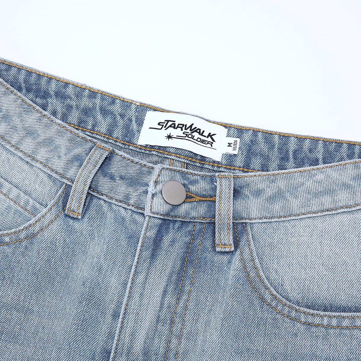 STARWALK SOLDIER 作旧洗水微喇牛仔裤 浅蓝