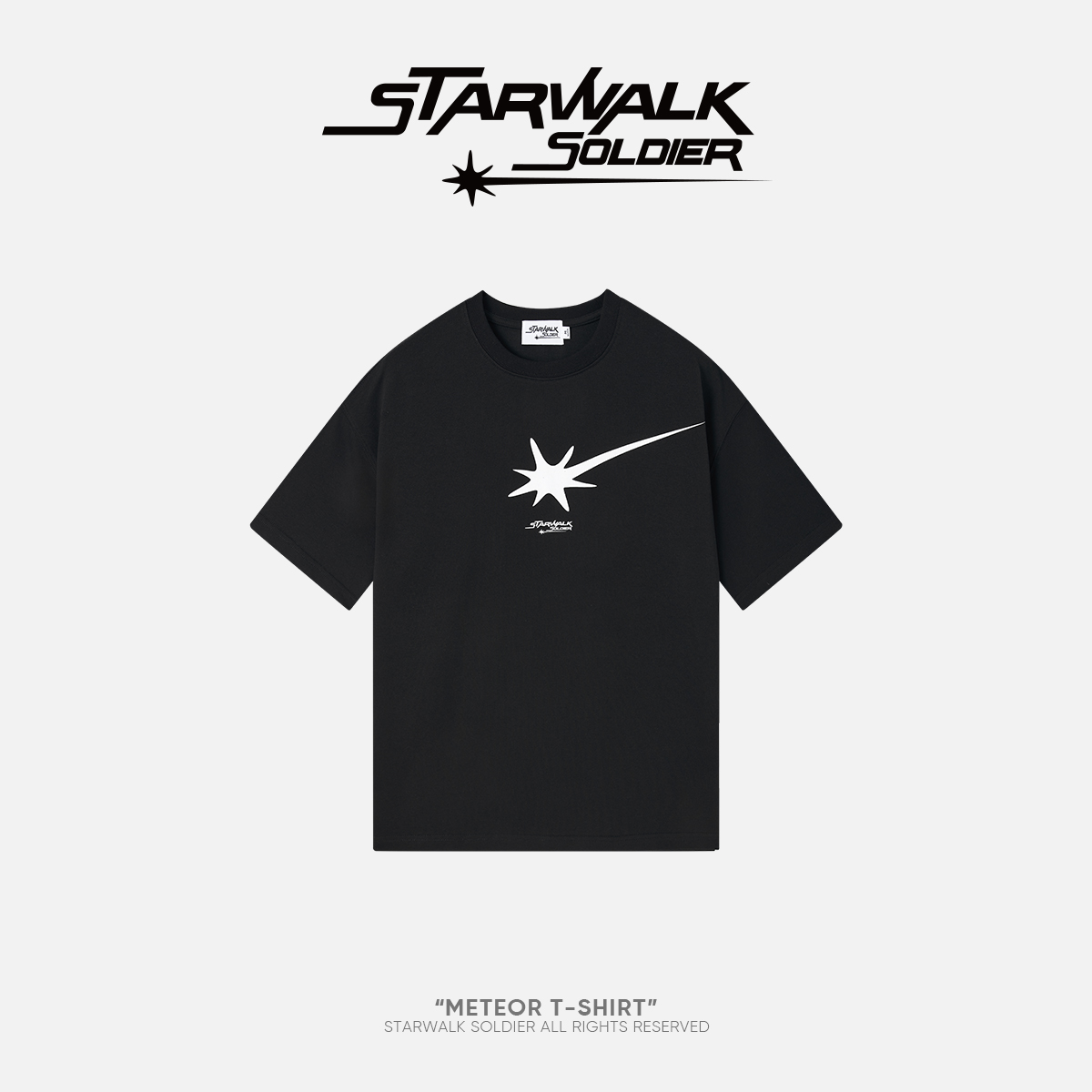STARWALK SOLDIER 流星印花常规款圆领短袖 黑