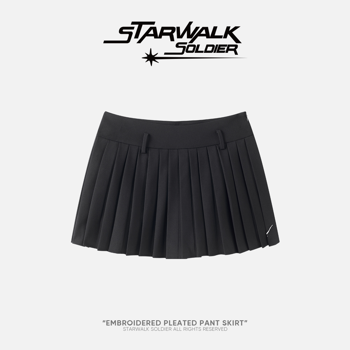 STARWALK SOLDIER 刺绣百褶裙裤 黑