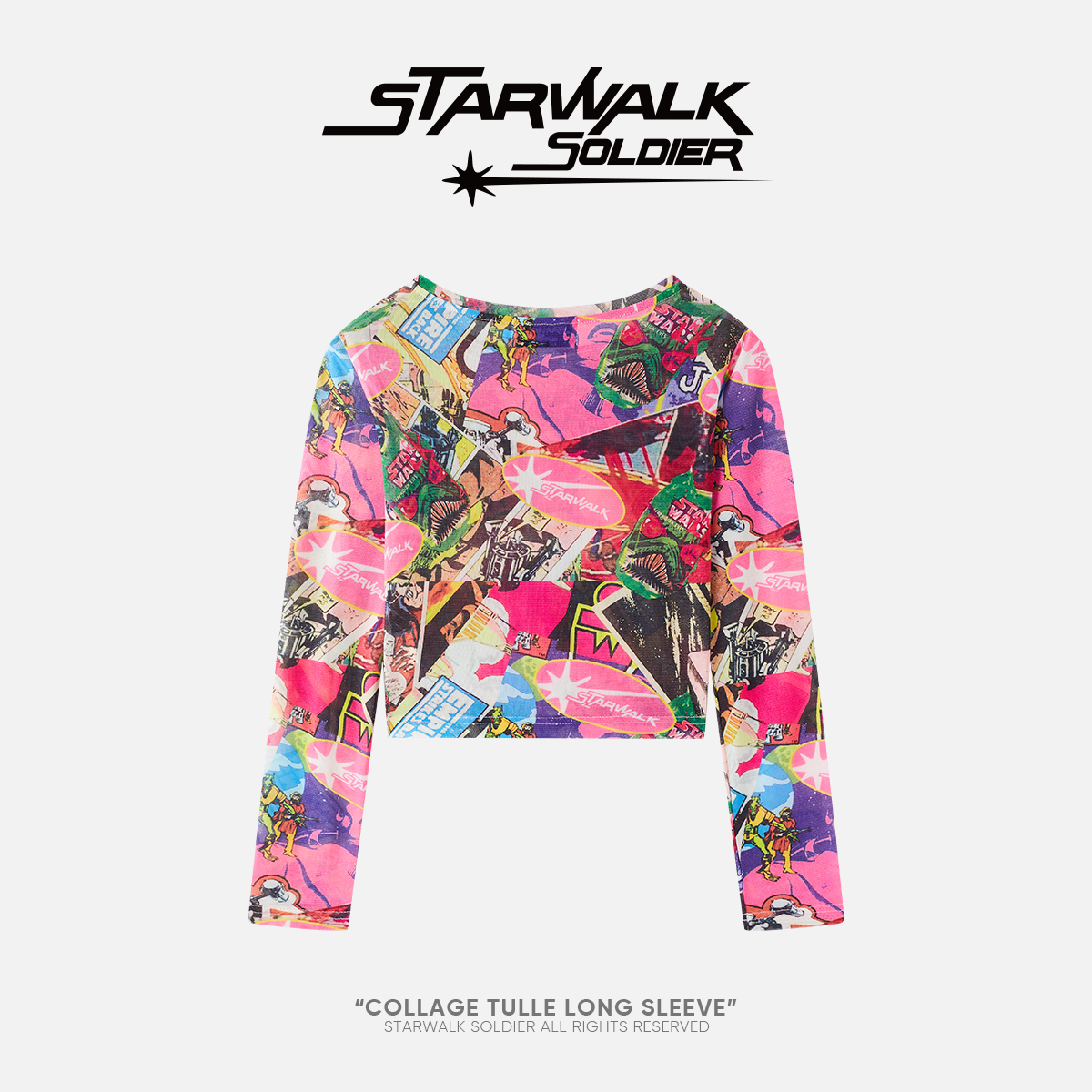 STARWALK SOLDIER 拼贴画网纱长袖