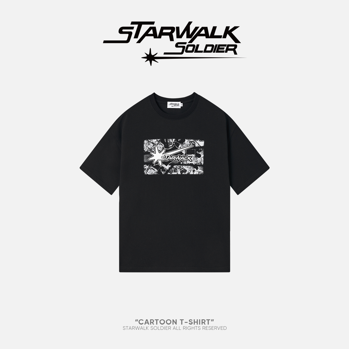STARWALK SOLDIER 漫画印花短袖 黑