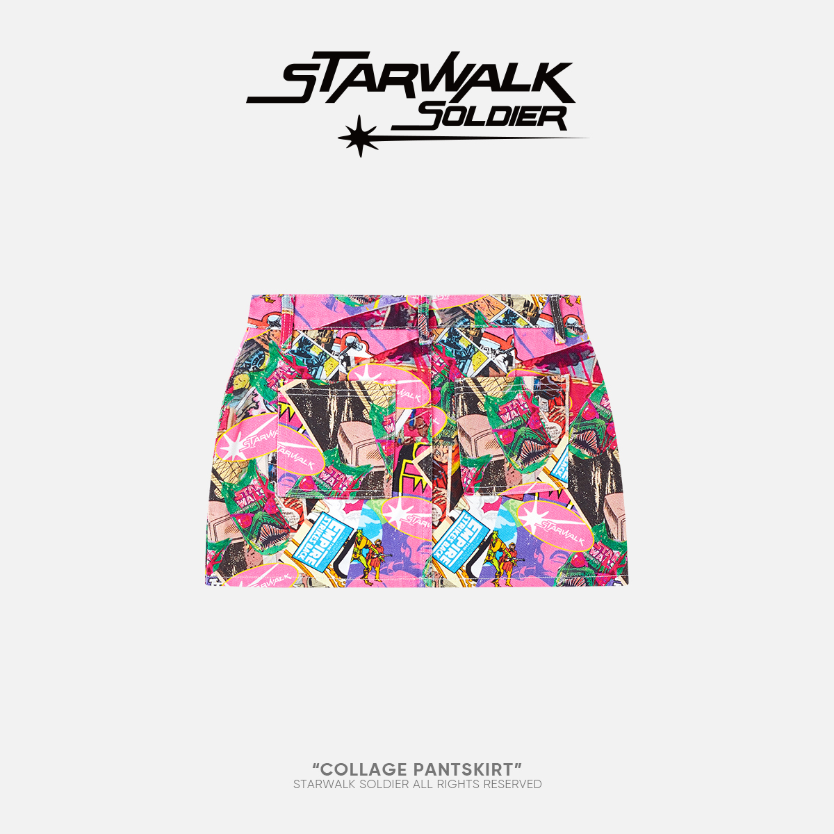 STARWALK SOLDIER 拼贴画印花短裙裙裤