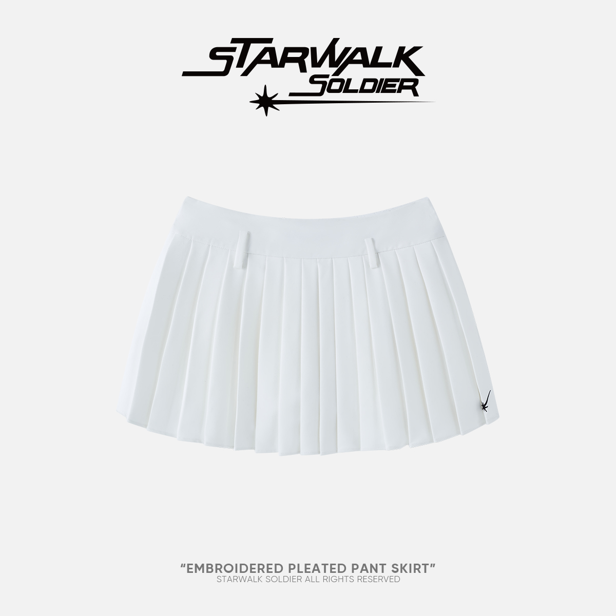 STARWALK SOLDIER 刺绣百褶裙裤 白