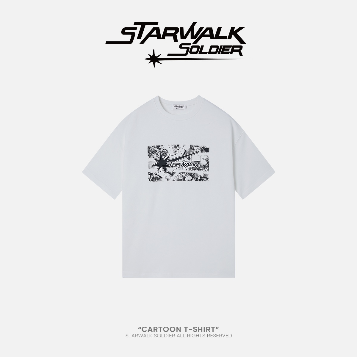 STARWALK SOLDIER 漫画印花短袖 白