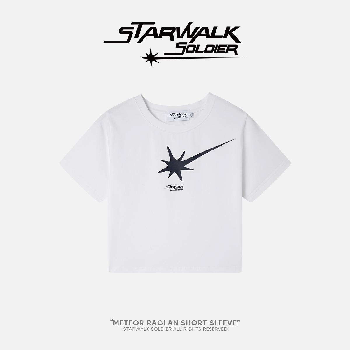 STARWALK SOLDIER 流星印花短款短袖 白