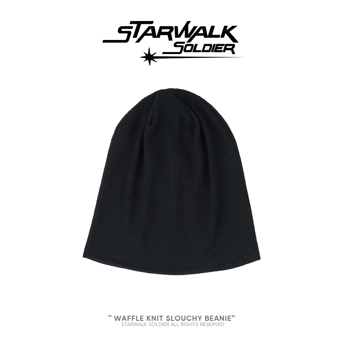 STARWALK SOLDIER 星星绣花华夫格冷帽 黑
