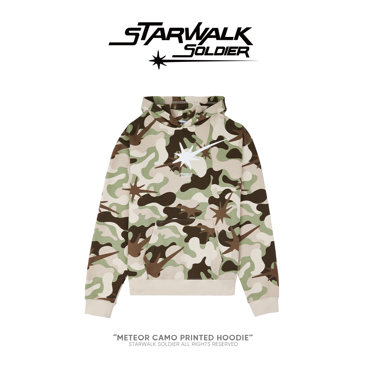 STARWALK SOLDIER 迷彩满印连帽卫衣 浅