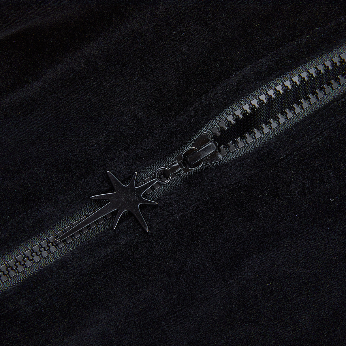 STARWALK SOLDIER 烫钻天鹅绒运动拉链帽衫 黑