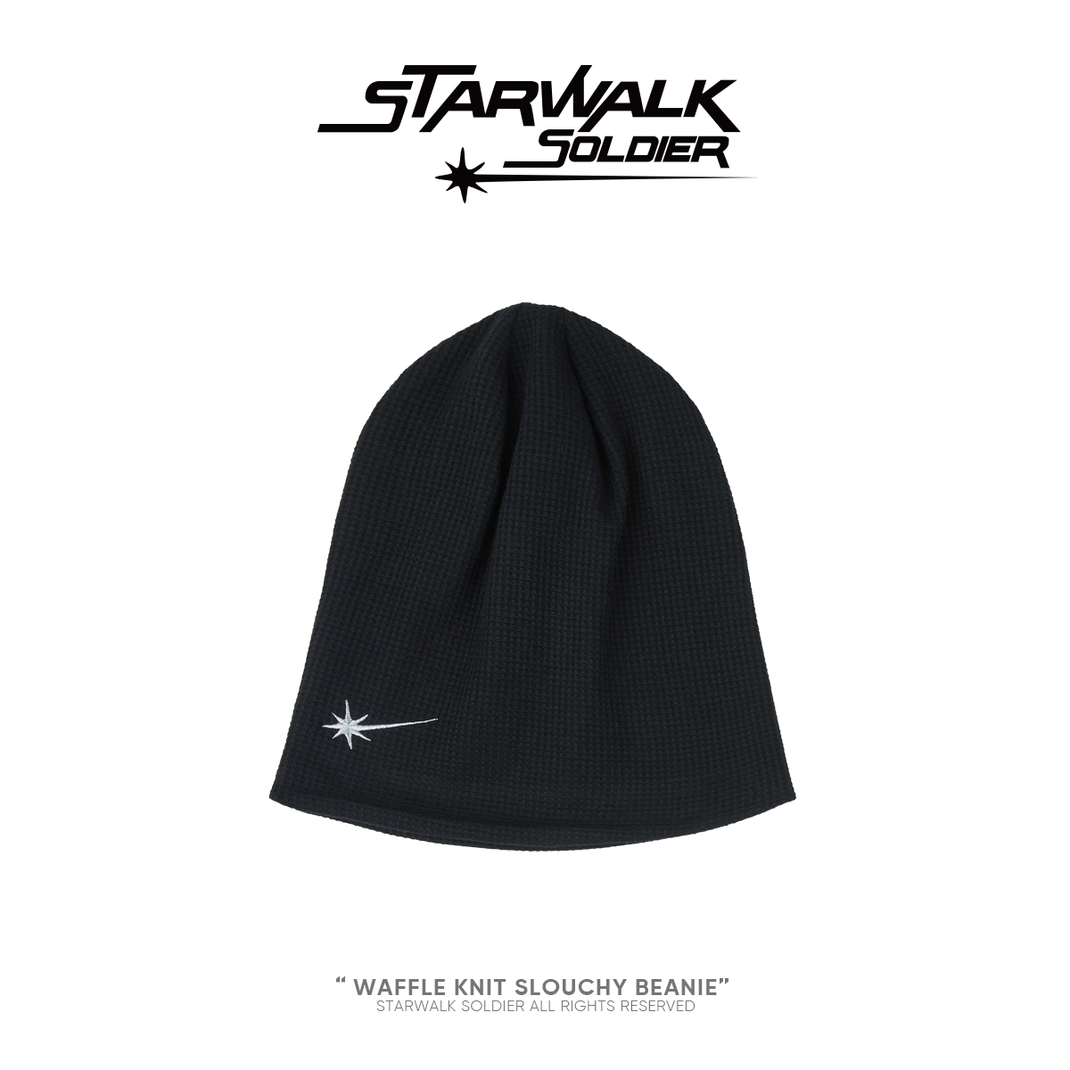 STARWALK SOLDIER 星星绣花华夫格冷帽 黑