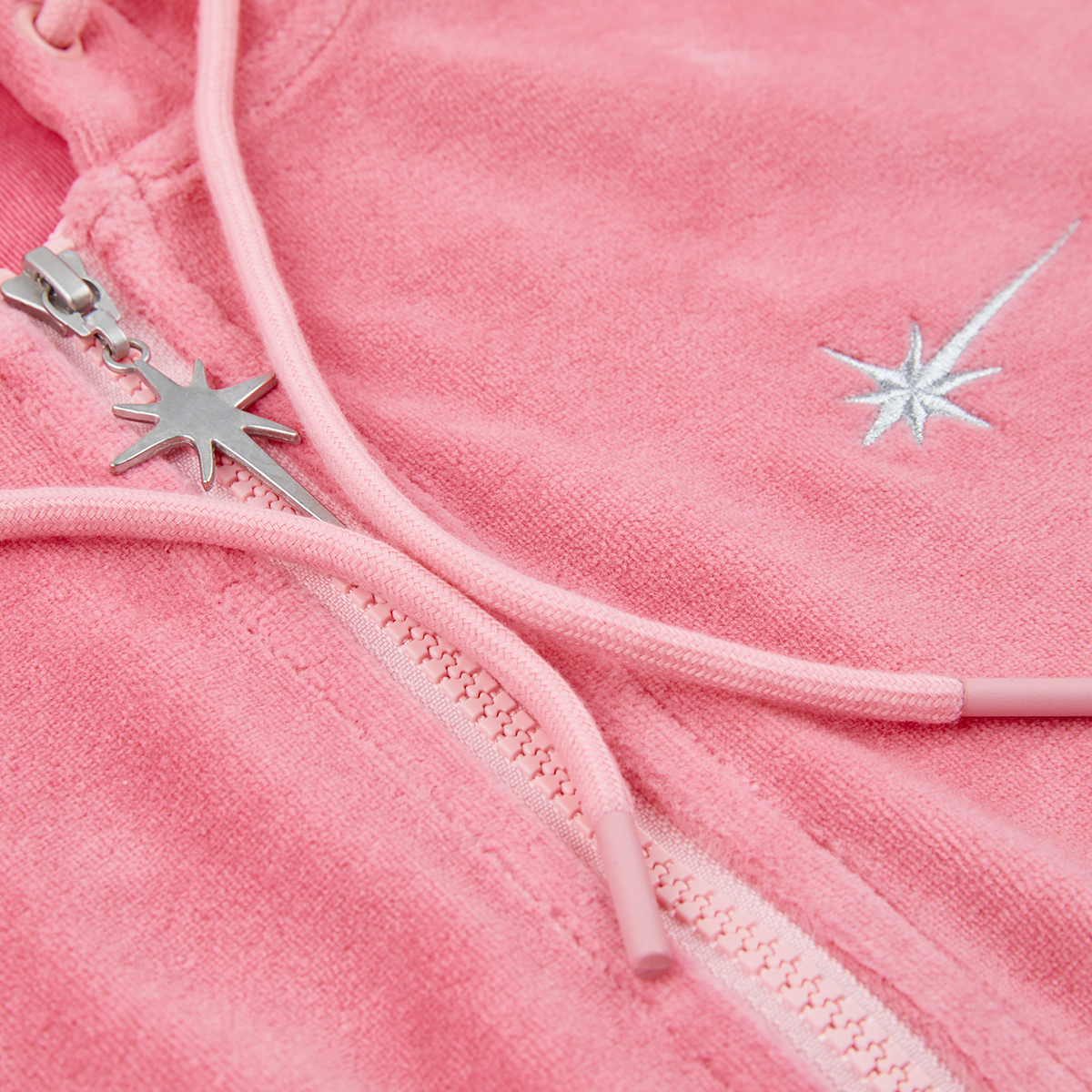 STARWALK SOLDIER 烫钻天鹅绒运动拉链帽衫 粉