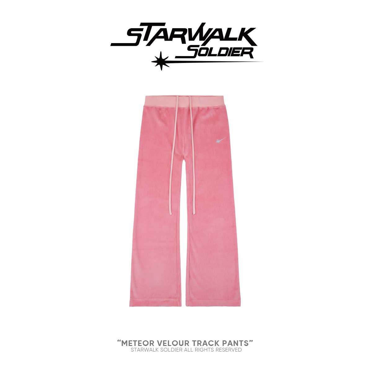 STARWALK SOLDIER 烫钻天鹅绒绑带运动裤 粉