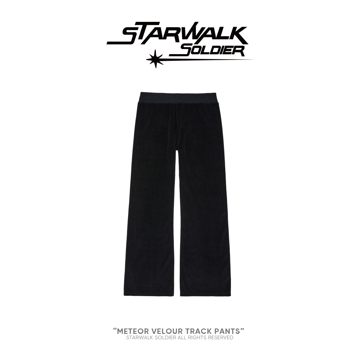 STARWALK SOLDIER 烫钻天鹅绒绑带运动裤 黑