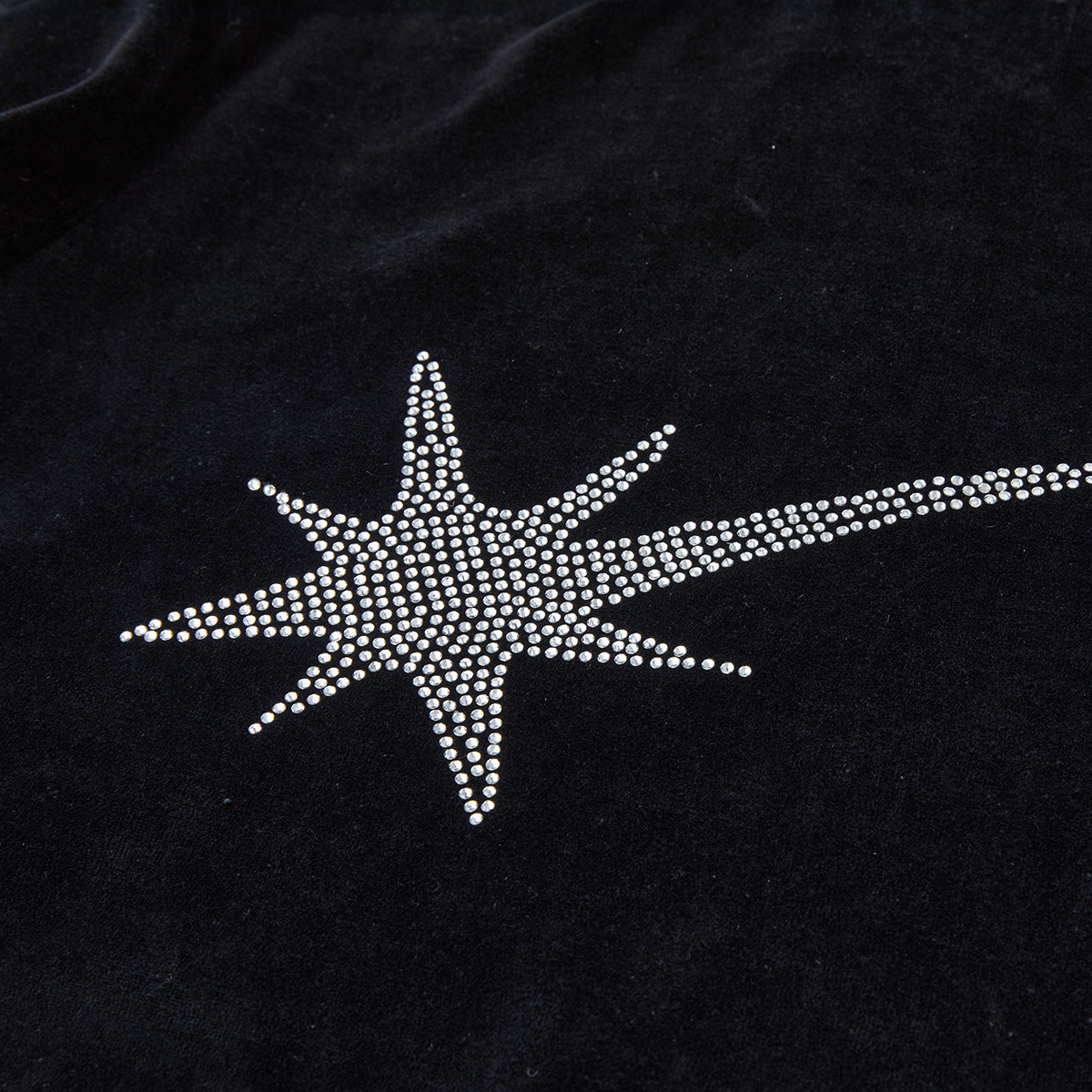 STARWALK SOLDIER 烫钻天鹅绒运动拉链帽衫 黑