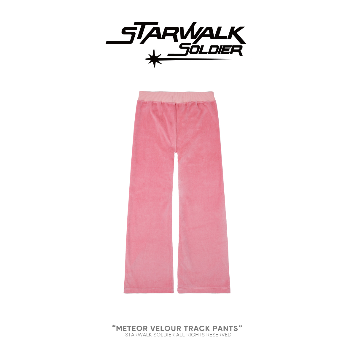 STARWALK SOLDIER 烫钻天鹅绒绑带运动裤 粉