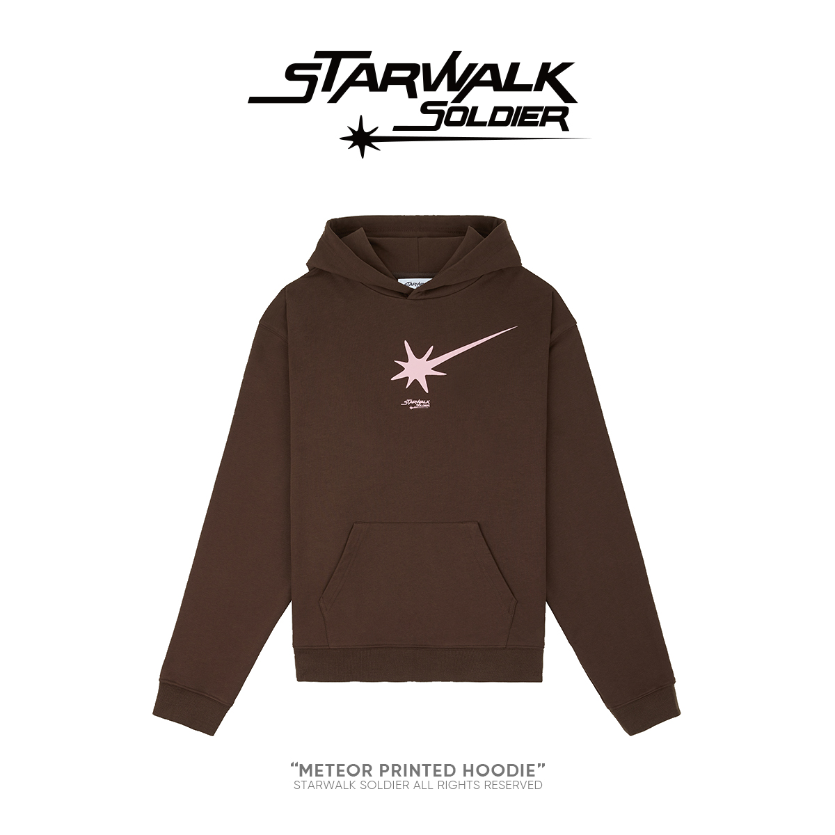 STARWALK SOLDIER 印花logol连帽卫衣 棕