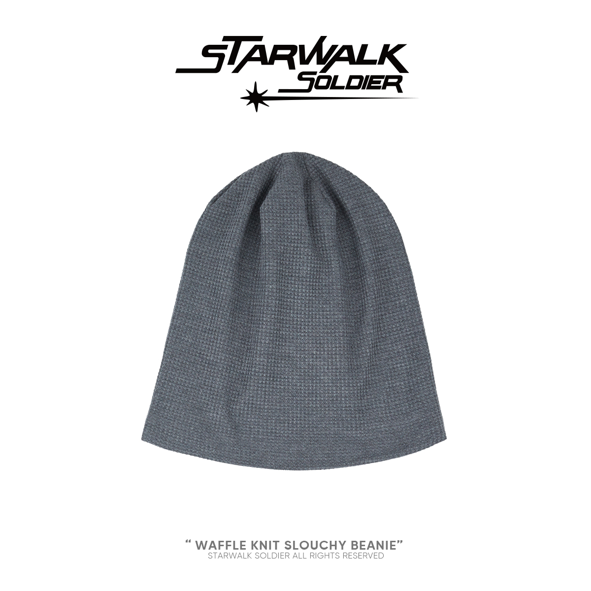 STARWALK SOLDIER 星星绣花华夫格冷帽 灰
