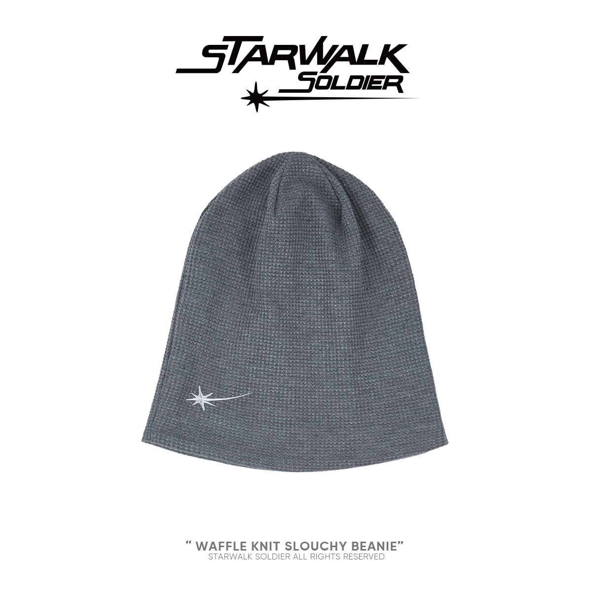 STARWALK SOLDIER 星星绣花华夫格冷帽 灰