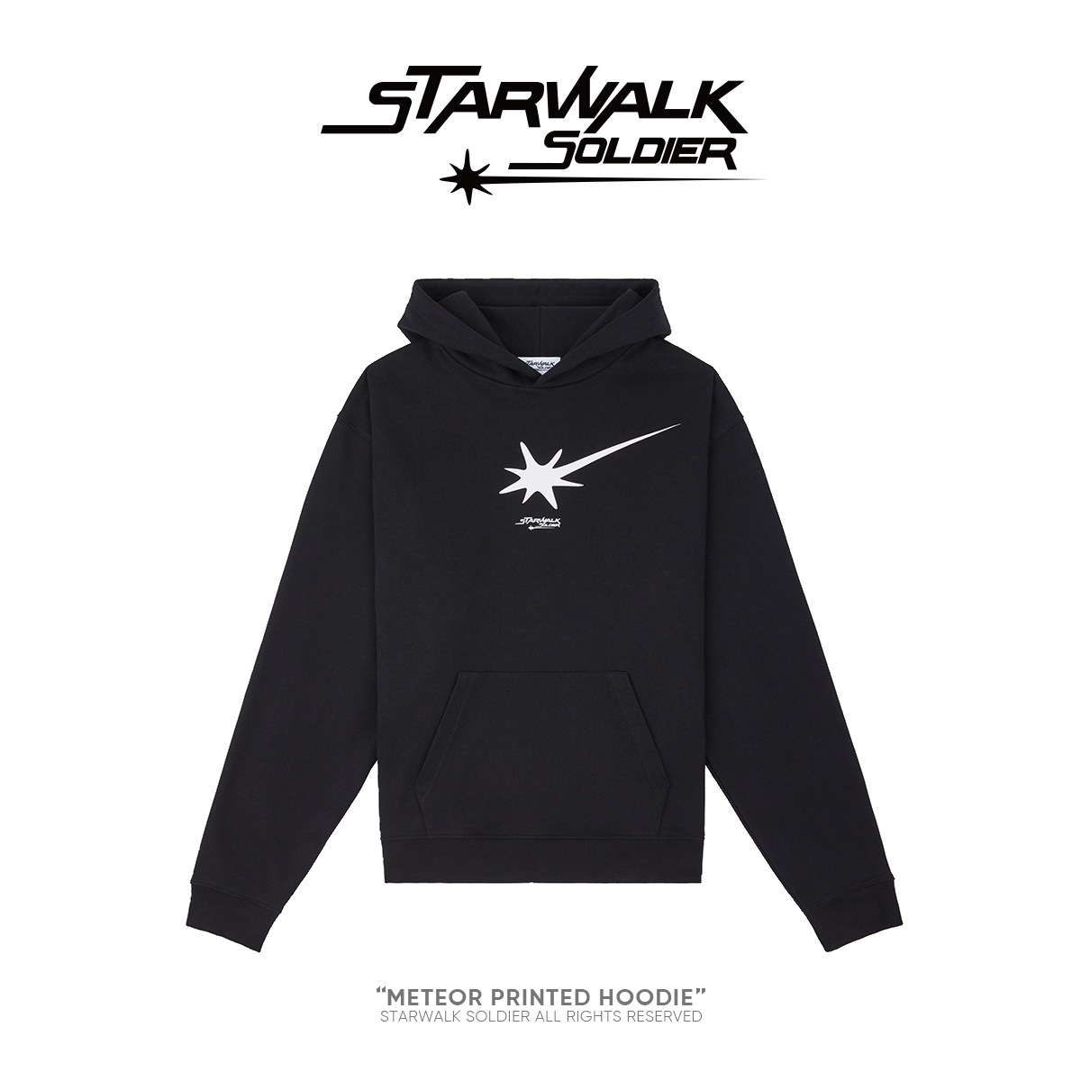 STARWALK SOLDIER 印花logol连帽卫衣 黑