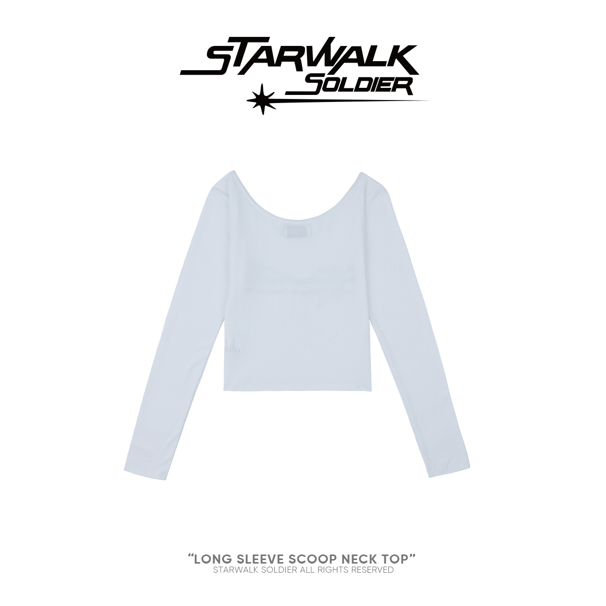 STARWALK SOLDIER U领印花针织长袖 白