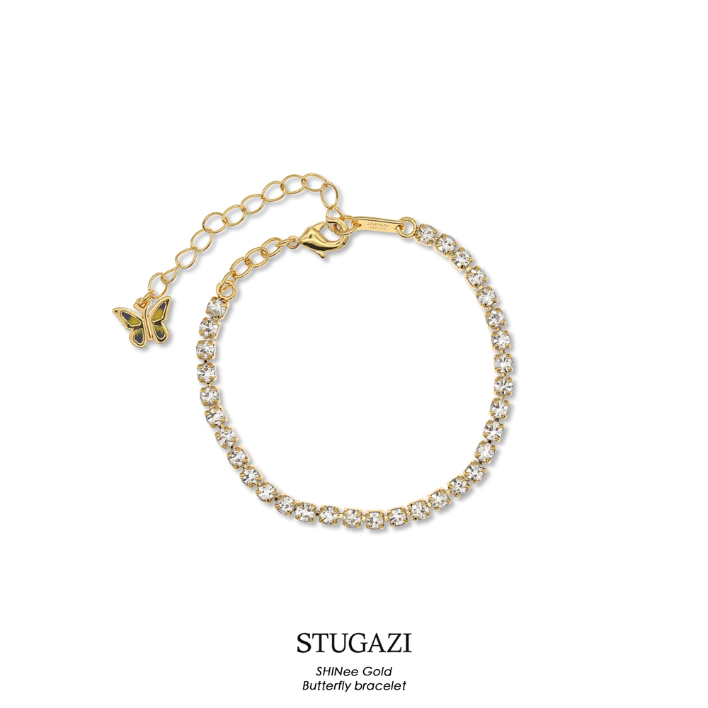 STUGAZI Butterfly bracelet金色满钻蝴蝶手链小众设计ins风脚链