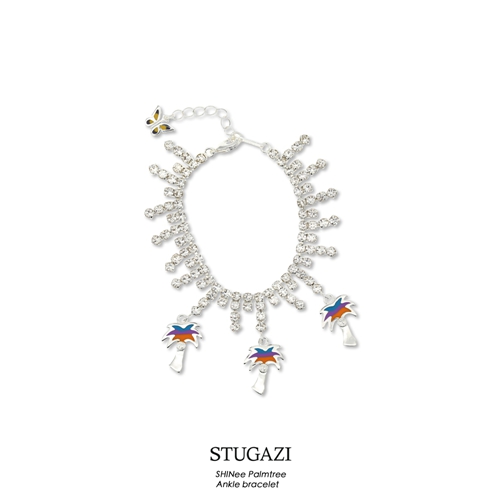 STUGAZI SHINee Palmtree Ankle Bracelet 银色满钻椰树满钻脚链