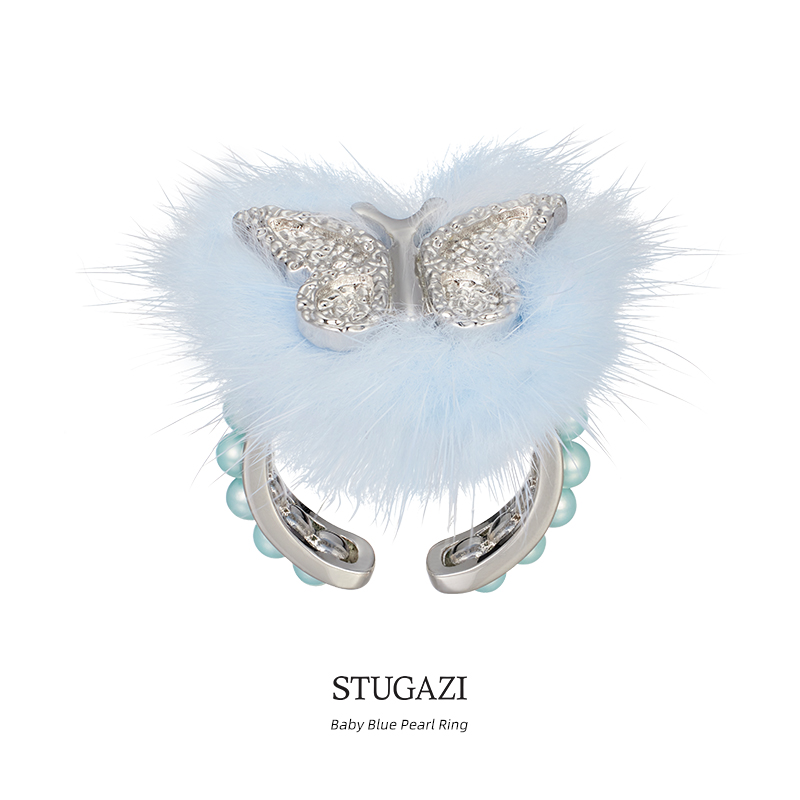 STUGAZI“Furry" Baby Blue Pearl Ring“拂蕊”系列浅蓝贝珠戒指